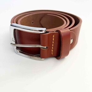 NWOT WAXWING Handcrafted Genuine 100%‎ Leather Belt Size 36" - 38" Brown Silver